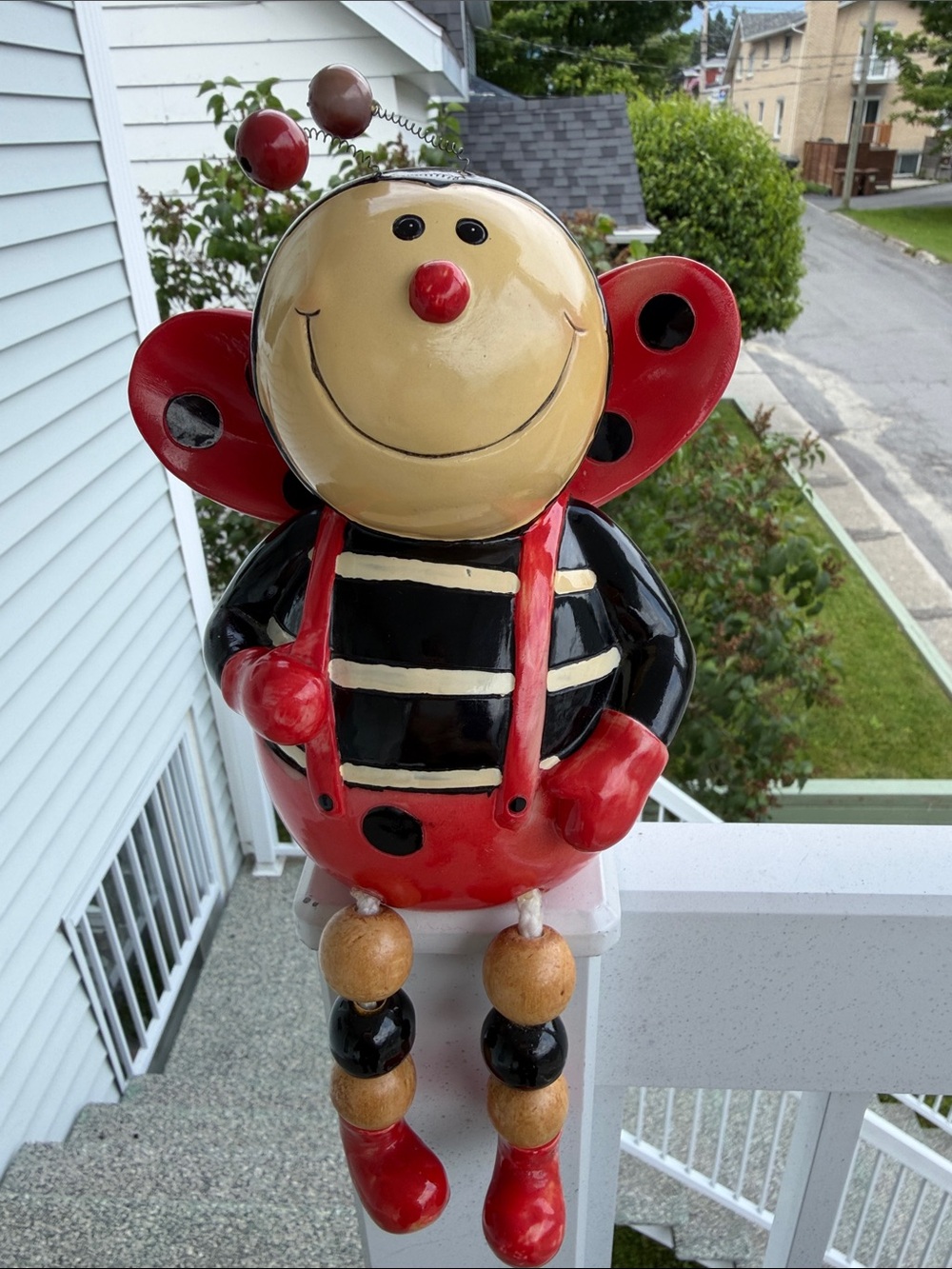 Whimsical Bee Bank : Ladybug Ceramic Figurine - Red, Black & Cream - Unbranded